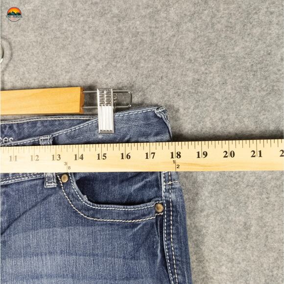Maurices Straight Jeans Blue Medium Wash Chunky Stitch Denim Women's 11/12 Short - Picture 6 of 14
